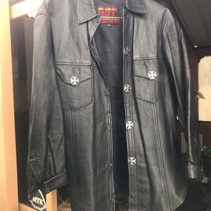 Mens Leather shirt jacket